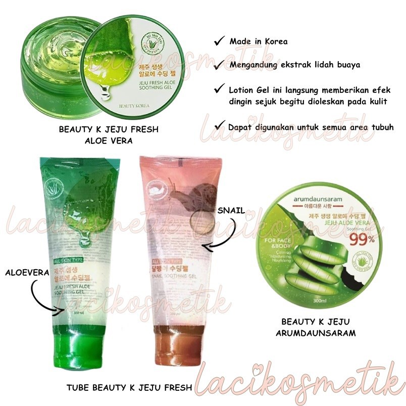 ✨LACIKOSME✨ K BEAUTY JEJU FRESH ALOE VERA SHOOTING GEL TUBE ARUMDAUNSARAM - NATURE ALOE GEL