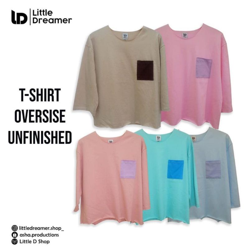 T-SHIRT OVERSIZE UNFINISHED  WITH POCKET