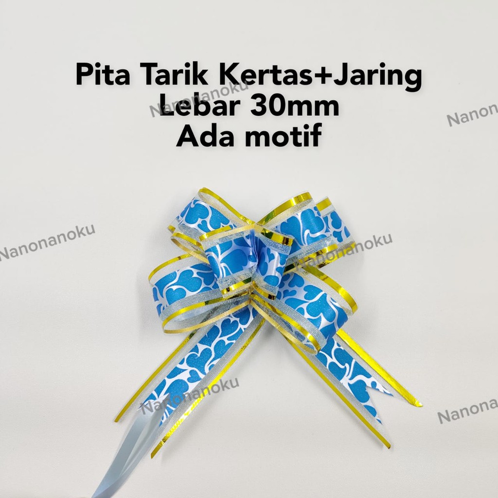 [10 pcs/warna] Pita Tarik 30 mm Tengah Kertas Motif Pita Serut