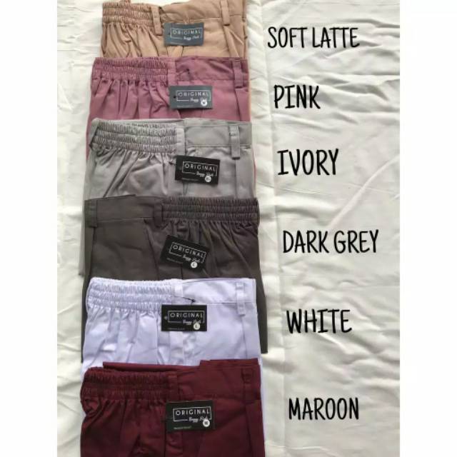 CELANA WANITA BAGGY PANTS Latte beige nude maroon ivory Dusty pink white moss Tamolivia BISA (COD)