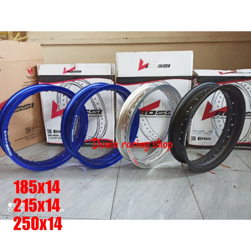 Velg Rossi 140 160 14 - 160 185 14 - 185 215 14 - 215 250 14 Velg ring 14 Gold Hitam Silver Biru sepasang depan belakang