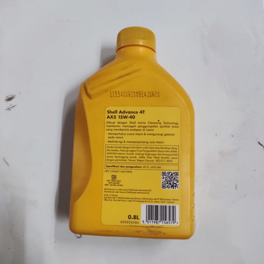 Oli Shell Advance AX5 15W40 0.8 Liter (800 ml)