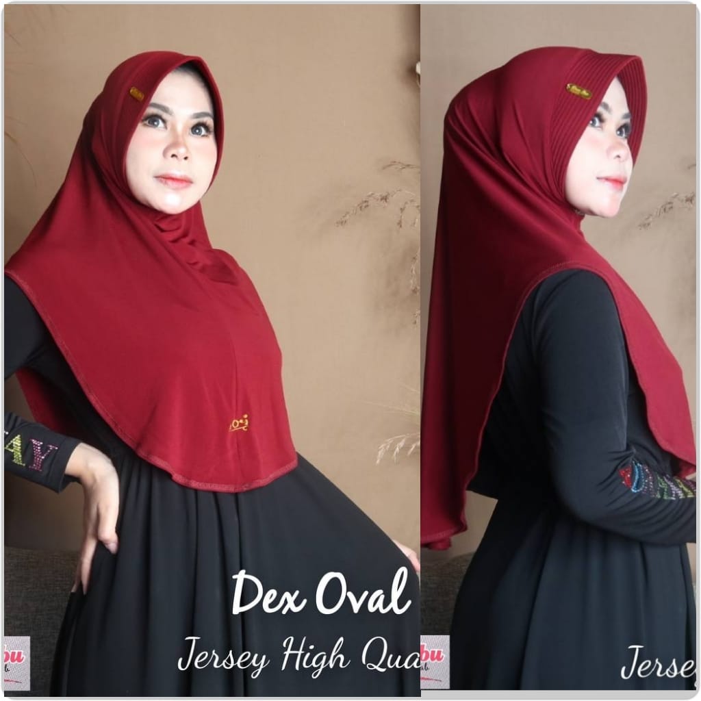 Jilbab hijab kerudung instan standard Doa Ibu DOI Oval Dex Polos M jersi high quality