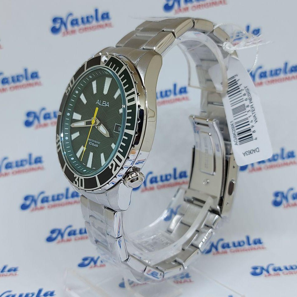 Alba Quartz AG8K29X1 Samurai Green Dial - Jam Tangan Pria AG8K29