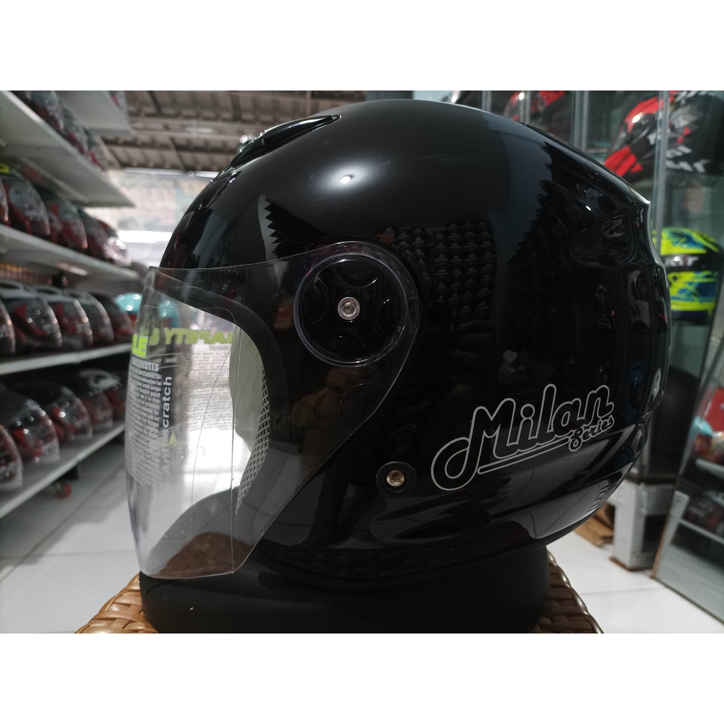HELM BOGO BMC MILAN BLACK GLOSSY HALF FACE | BMC HALF FACE