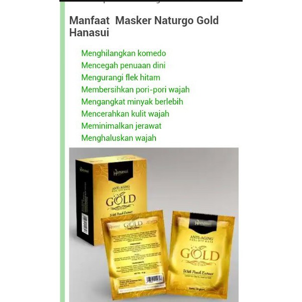 Masker Gold Hanasui / Hanasui Anti Aging Peel Off Mask Gold