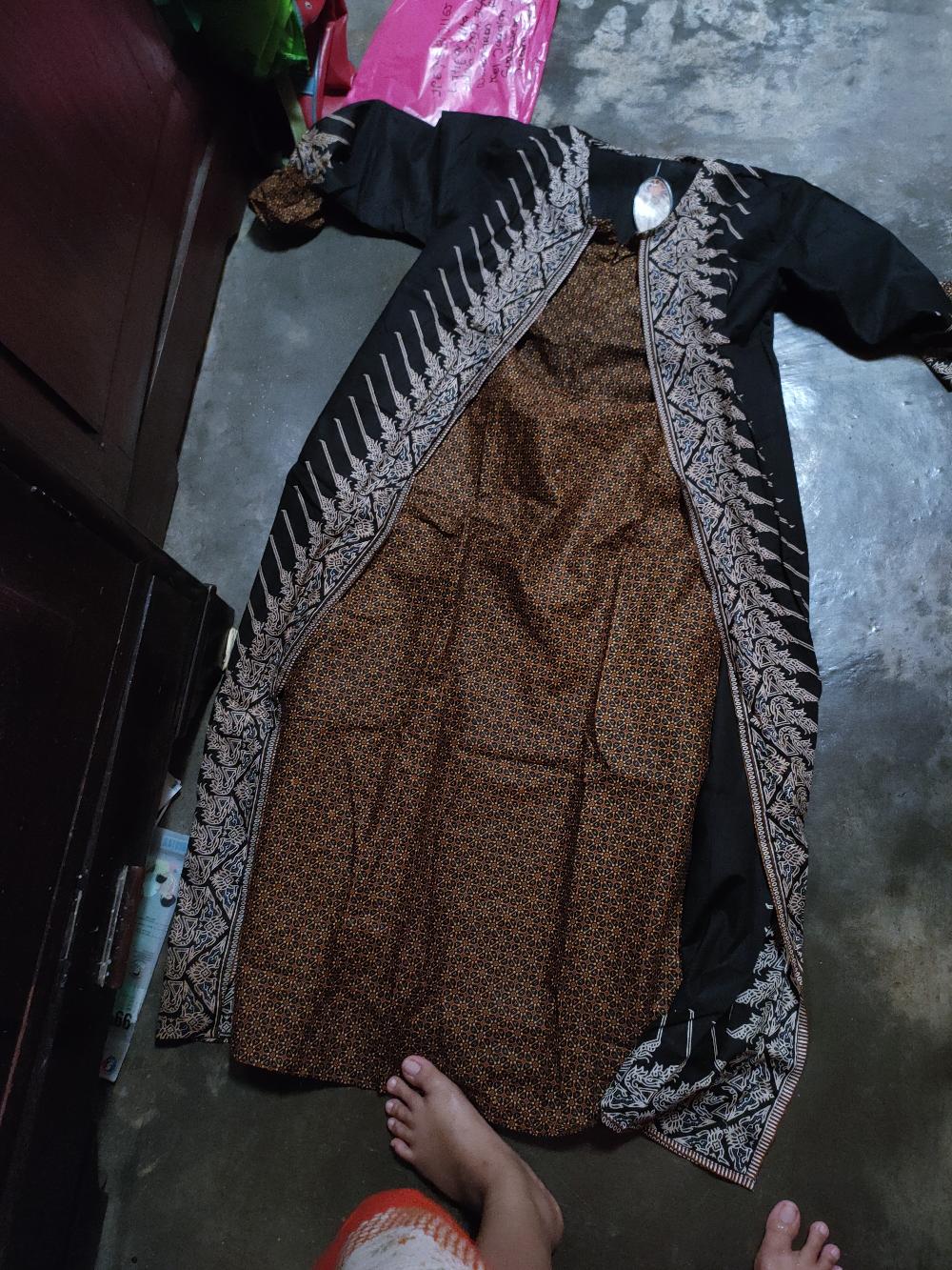 Simifashion Gamis Etnik Motif Batik Modang Model Layer Caedi Premium Ukuran Fit Jumbo