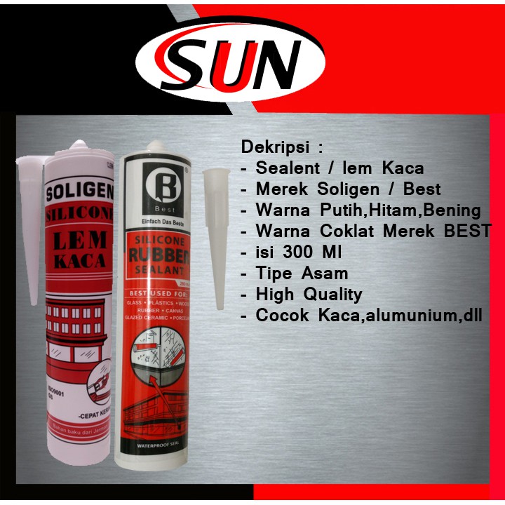 Lem Kaca Sealent Silicone Clear Bening Putih Hitam Coklat