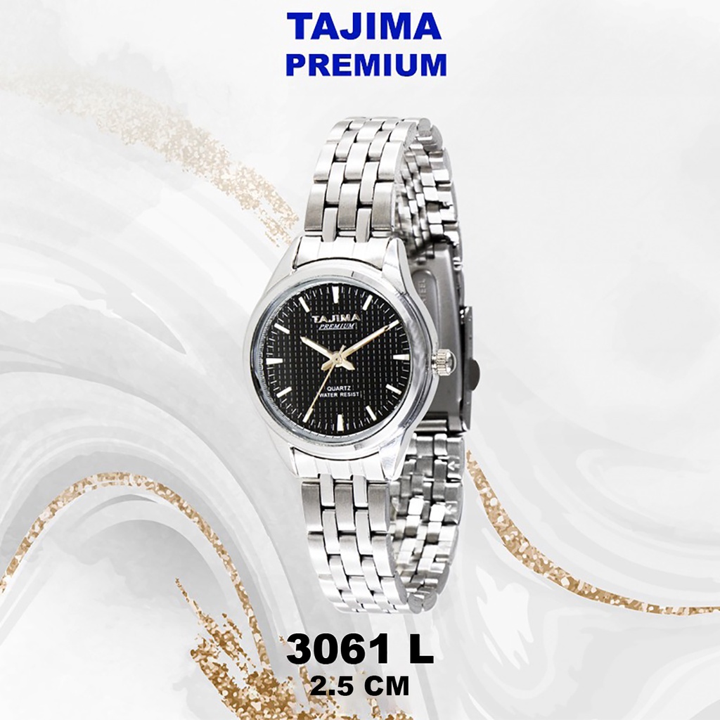 TAJIMA Jam Tangan Wanita Premium 3061 L Silver Stainless Steel Water Resist 3 ATM Watch