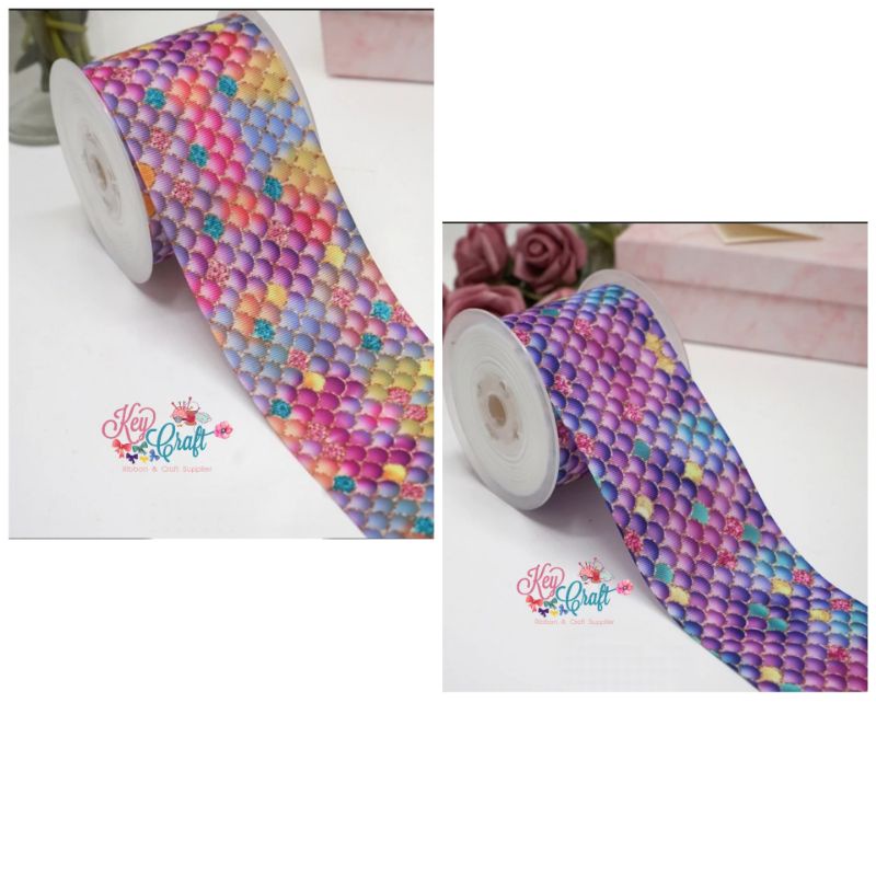 

Pita Grossgrain 3,8cm motif sisik mermaid