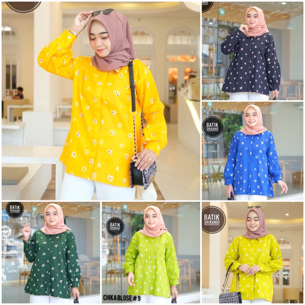 [PREMIUM] Blus Chika Athalia Jumputan Warna Batik Tiedye Warna Katun Atasan Kerja Casual Modern Solo Muslim Tie Dye