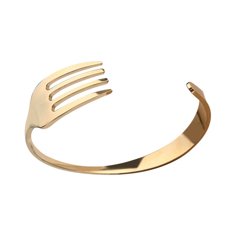 Fancyqube Gelang Tangan Model Terbuka Adjustable Bahan Stainless Steel Untuk Pria / Wanita