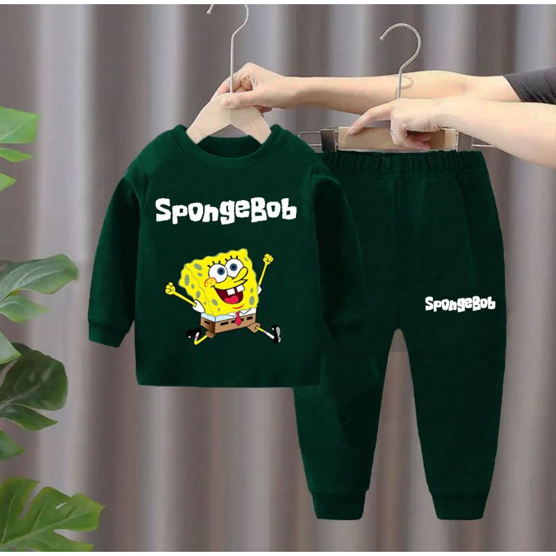 PAKAIAN SWEATER JOGER ANAK1-6 TAHUN/STELAN SWEATER ANAK LAKI-LAKI MOTIF SPONBOB Anak 1-6 Tahun TERMURAH