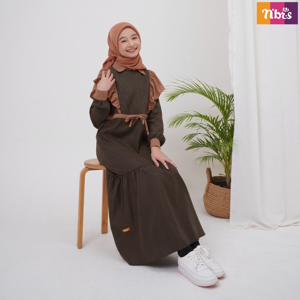 Nibras Gamis Remaja NT 76 Bahan Intrarami Twill Dress Remaja Fashion Model Kekinian