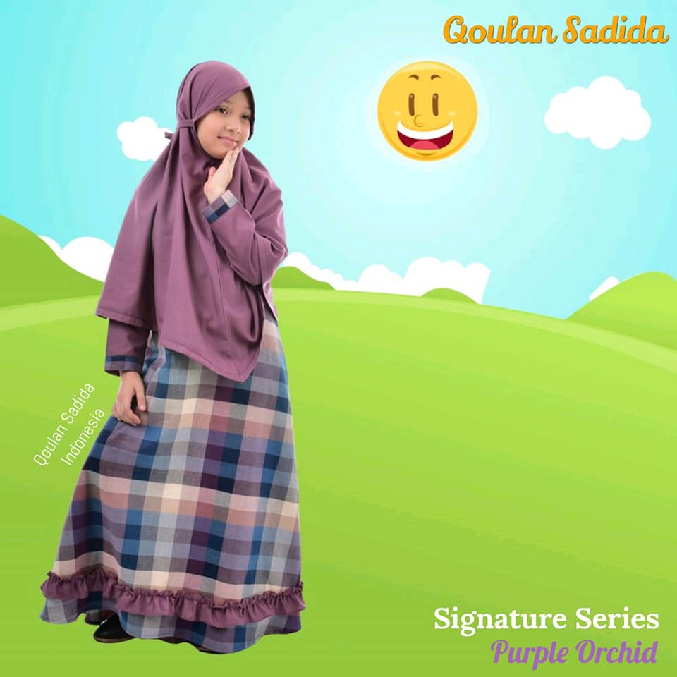 (1-12 tahun) Purple Orchid Baju Muslim Anak Gamis Anak Qoulan Sadida Signature Series