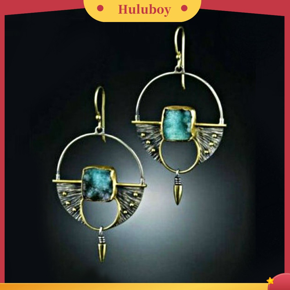 Hu Hu Hu Hu Hu Alat Bantu Pasang Kacamata♡ Anting Kait Gantung Wanita Desain Bulat Hollow Hias Moonstone Imitasi Gaya Vintage Untuk Hadiah