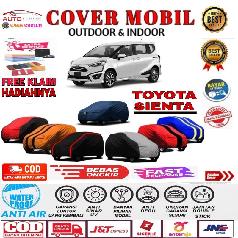 COVER MOBIL/SARUNG MOBIL, TOYOTA SIENTA 2015 2016 2017 SELIMUT PENUTUP TUTUP OUTDOOR INDOOR WATERPROOF