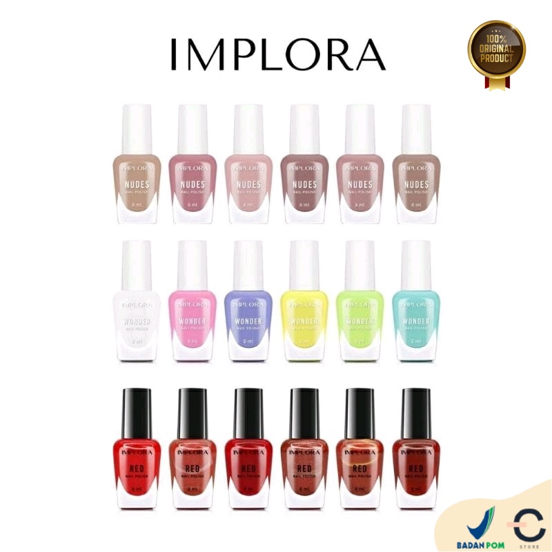 [BPOM &amp; ORI] Implora Nail Polish | Implora Kutek | Implora Cat Kuku | Red Clear Nudes Wonder