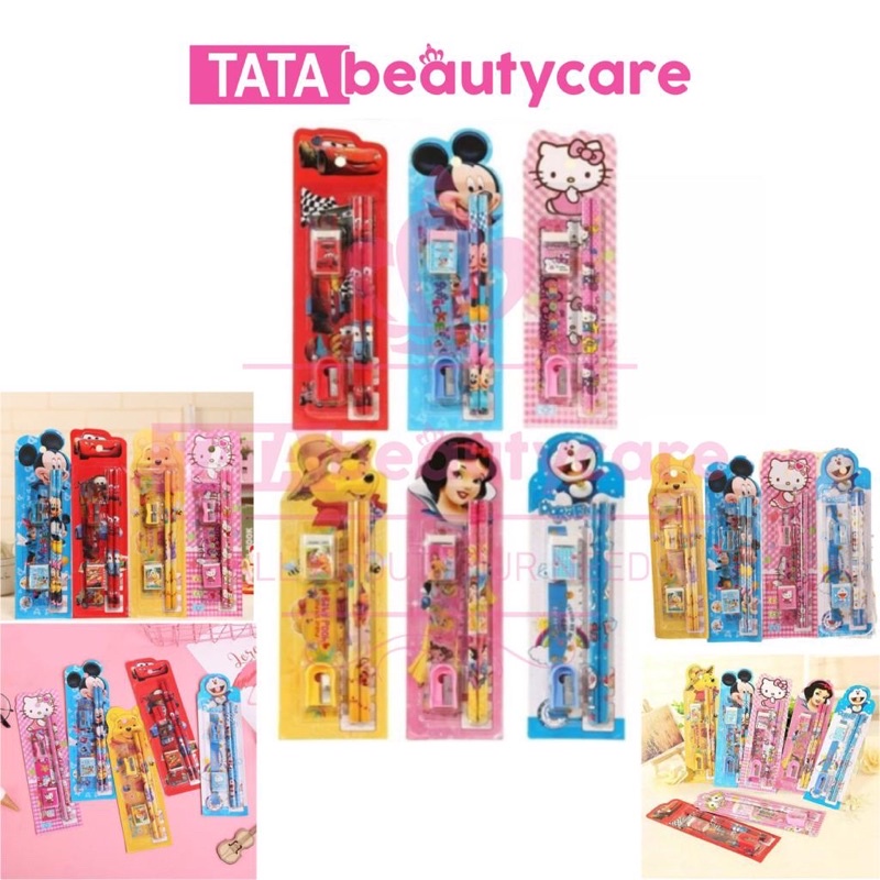 

[100gr] T442 | SET ALAT TULIS SEKOLAH 5 in 1 KARAKTER LUCU | MINI STATIONERY