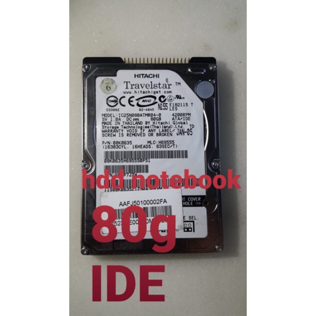 Hardisk LAPTOP  2,5” IDE 80 GB (GARANSI 1 Bulan )