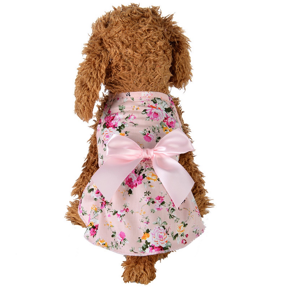 Dress Rok Princess Motif Print Aksen Pita Untuk Anjing / Kucing Peliharaan