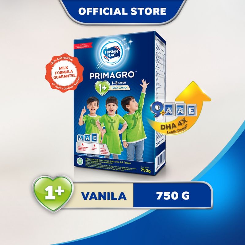 Frisian Flag Primagro 1+ 750gr Madu, Vanilla dan Cokelat (1-3 tahun) Susu Formula Pertumbuhan Anak - 1 Pcs / FRISIAN BABY PRIMAMIL, FRISIAN FLAG PRIMAGRO 1+ 750gr