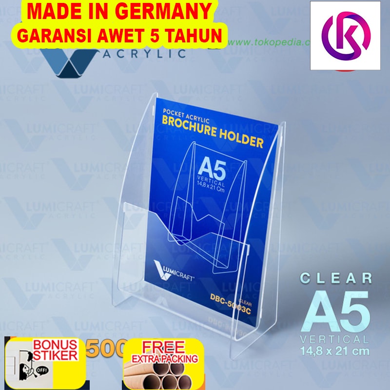 

Promo Brochure/Brosur Holder/Stand Acrylic/Akrilik Pocket Clear - A5