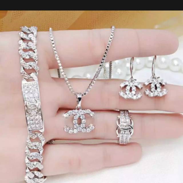 Xuping-kalung-Set Perhiasan wanita-set chanel xuping silver