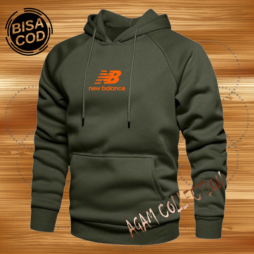 Agam collection Sweater Hoodie Distro New Balance Premium Text Orange Pria Wanita