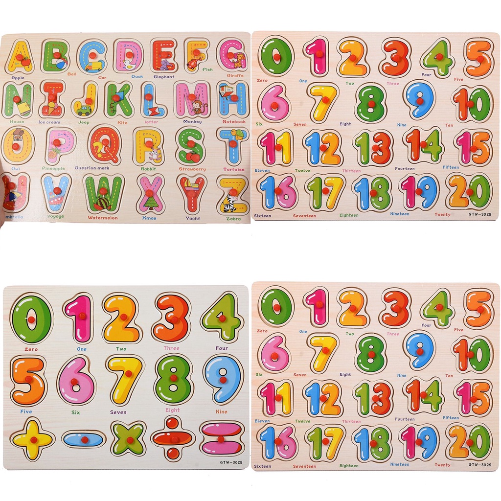 WE Puzzle Kayu Knob ABC Fruit dan Number Murah Chunky Puzzle Anak Kayu 3D Puzzle Huruf Buah dan Angka Jigsaw Wooden Edukasi