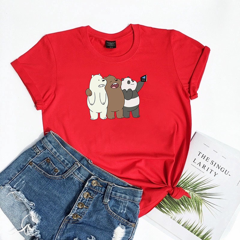 kaos three bare bear selfie / kaos wanita / KATUN 24S