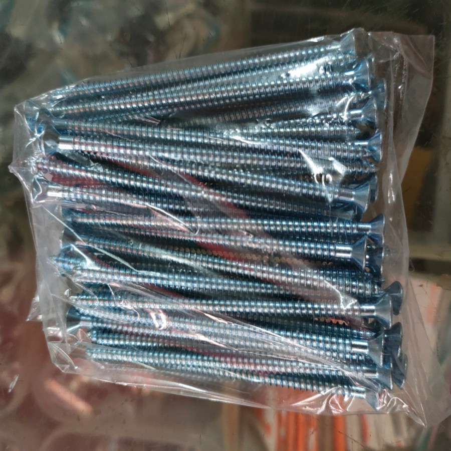 Skrup Sekrup Kayu Self Tapping Screw F + AB 8 x 3" / 7cm moonlion 50pcs (bungkus)