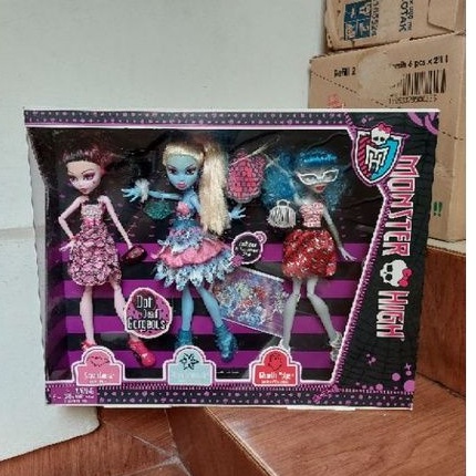 Monster high Drop dead Abbey, draculaura, ghoulia yelp set of 3 doll Mattel original