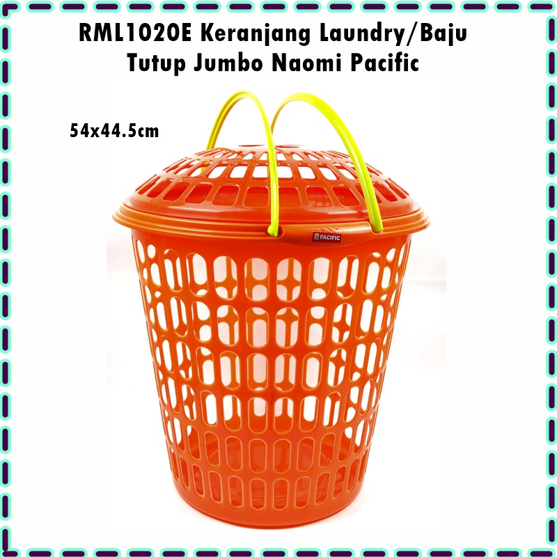 [Sicepat Gokil/Shopee Express/ID Express] RML1020E Keranjang Laundry/Keranjang Baju Bulat Tutup Jumbo Naomi Pacific