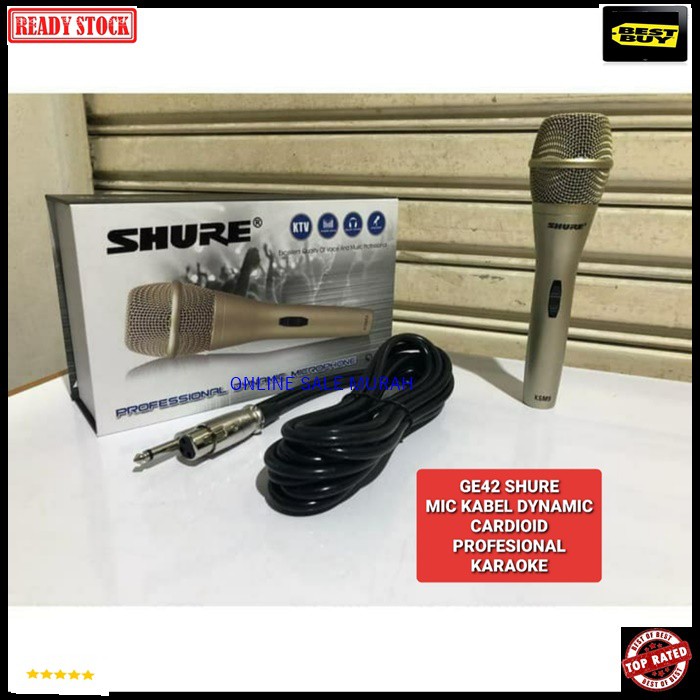 G42 Shure Mic kabel sound system Microphone dynamic cardioid profesional karaoke vocal vocal audio mik pengeras suara pro profesional vokal mikrophone G42   BISA DIGUNAKAN SEGALA JENIS AUDIO SOUND  LANGSUNG NYALA TANPA PAKAI BATERAI  Bahan dari besi metal