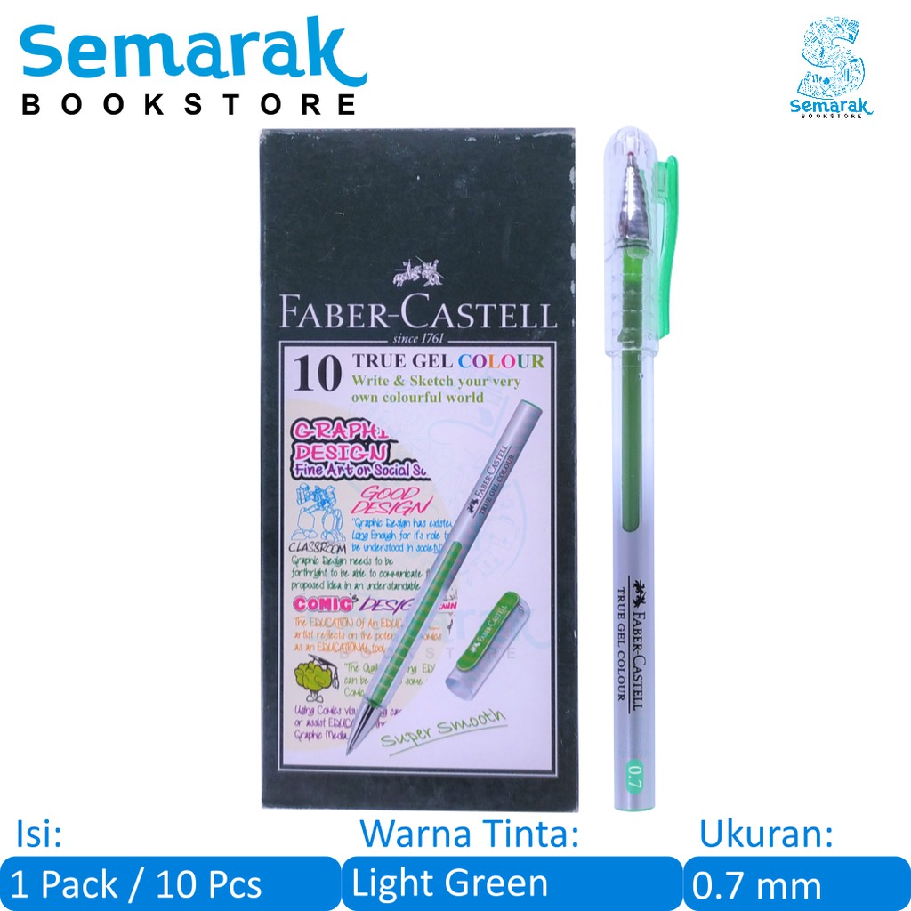 

Faber Castell True Gel Pen 0.7 mm - Light Green Ink [1 Pack/ 10 Pcs]