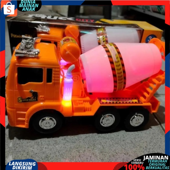 Mainan Mobil Mobilan Truk Molen Ukuran Besar Bump Go -Mixer Truck Mobil Baterai Anak Edukatif Murah