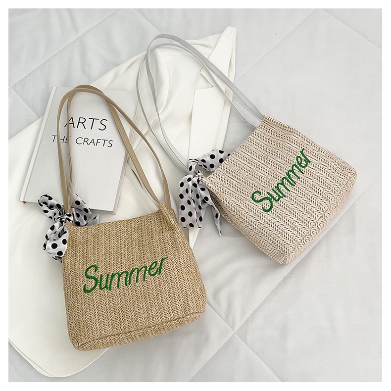 BAO002 Summer Bahan Anyam Wanita Jerami Model Korea Totebag Anyaman Wanita/Tas Bahu/Shoulder Bag/Tas Pantai/Tas Wanita Terbaru/Totebag wanita