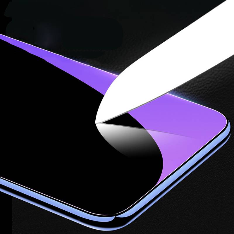 2pcs Anti Blue-ray Purple Glass on the For iPhone 7 8 6 6s Plus Tempered Glass For iPhone x xs xr 11 12 se Screen Protector Front Film