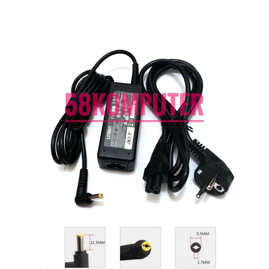 Adapter Charger Laptop  Acer Aspire One AOA110 AOA150 ZG5 ZA3 NU ZH6 D255E D257 D260 A110 19V 1.58A 30W 5.5.1.7