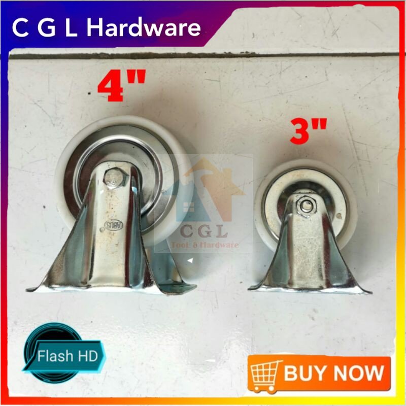 Roda karet Nylon /roda trolley/roda etalase lori plat MATI  Varian uk 3 inch dan 4 inch