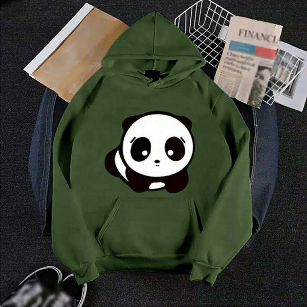 FenishaStore Sweater Hoodie Wanita Kekinian Kantong Depan PANDA BLOK Bisa Bayar Ditempat COD