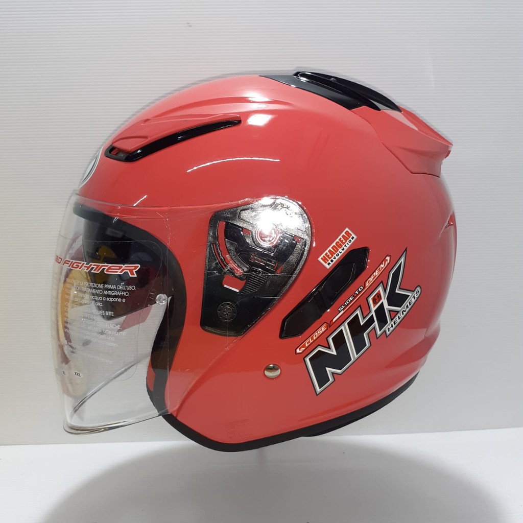 HELM NHK R1 SOLID POLOS WHITE DOUBLE VISOR HALF FACE NHK R1 PUTIH