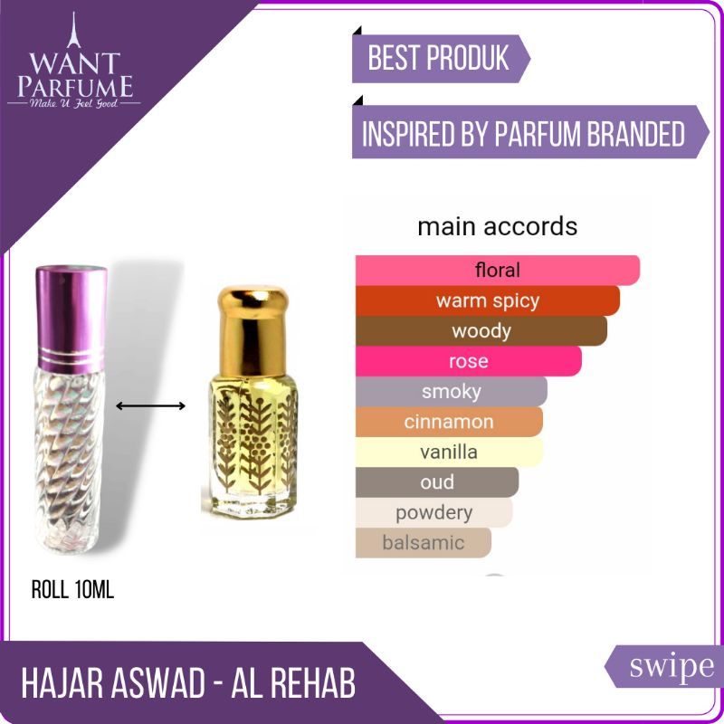 Want Parfum Hajar Aswad Al Rehab MURNI BIBIT PREMIUM - Best Parfum Arab Parfum Majelis Terlaris Awet