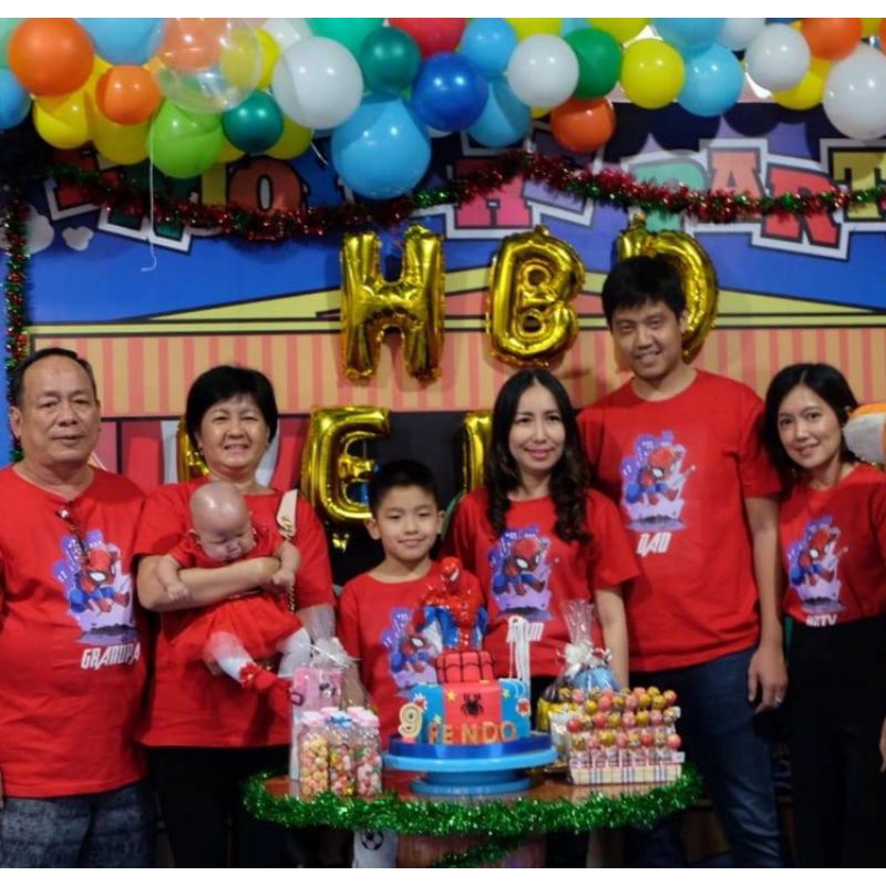 GRATIS CUSTOM NAMA/FOTO/ANGKA Kaos/Baju/T-Shirt/Seragam Ultah/Ulang Tahun KARAKTER SPIDERMAN Murah C