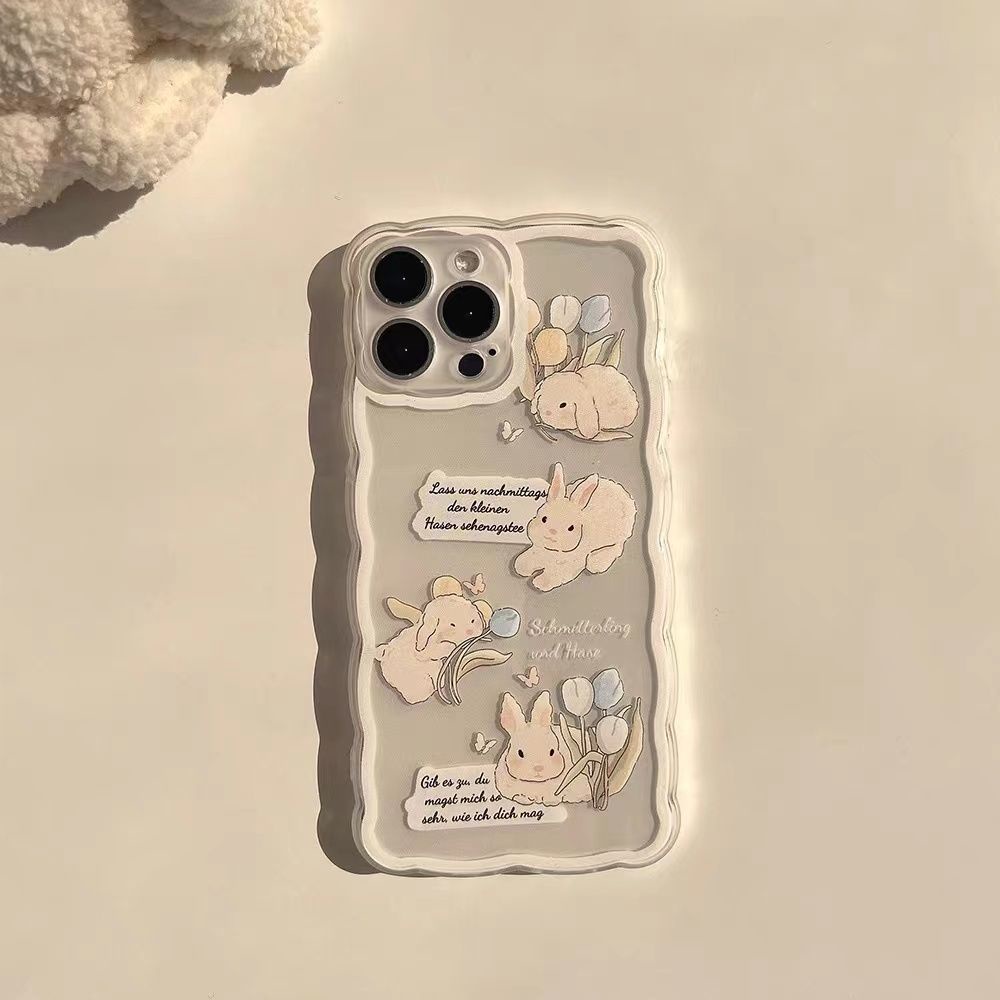 Soft Case Silikon TPU Transparan Motif Kelinci Untuk iPhone 13 12 Mini 11 Pro X XR XS Max SE 2020 6 6S 7 8 Plus