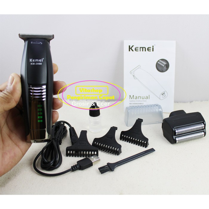 Alat Cukur Rambut &amp; Kumis 2in1 Kemei km-2060 Professional Hair Clipper Charger USB