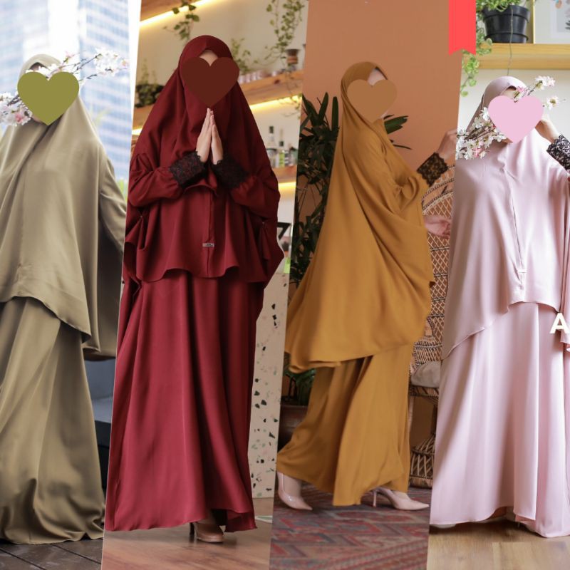 Set Gamis Syari dengan bolongan tangan simple | Gamis muslim premium