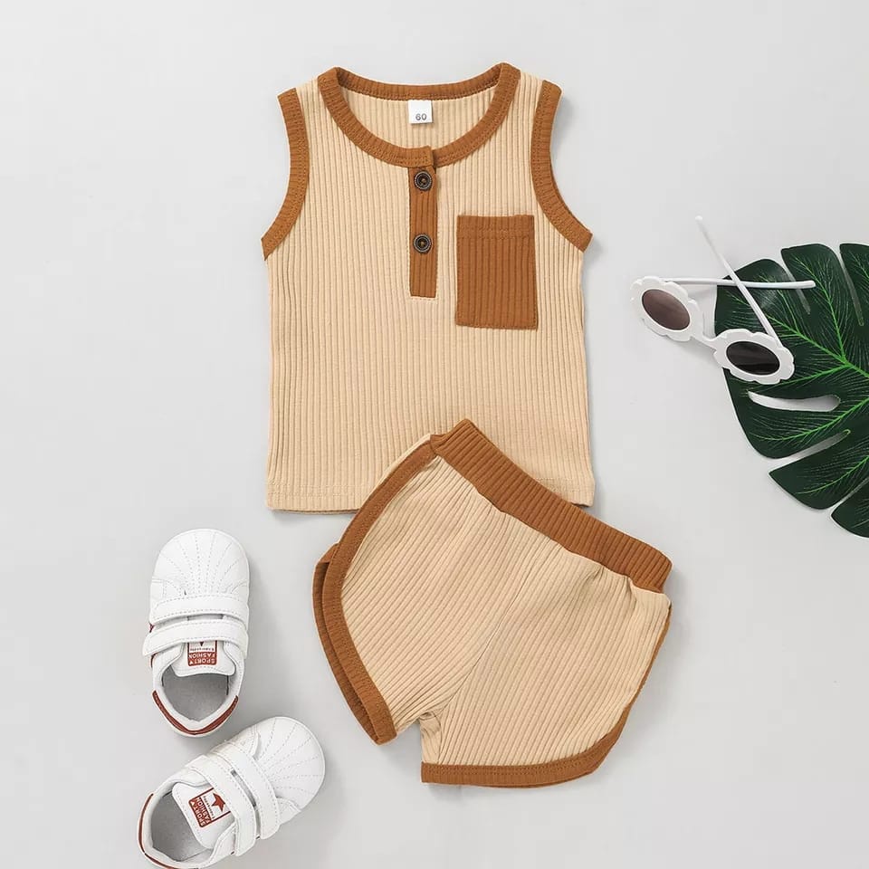 BEFAST - ZTL OOTD Oneset Anak SELINA / SET ANAK SINGLET LEGI / Pakaian Oneset Balita / Set Atasan Tanpa Lengan+Celana Pendek / Setelan Anak Bayi Unisex / Baju Tidur Anak / Oneset Polos Santai rumahan / Terlaris / Termurah