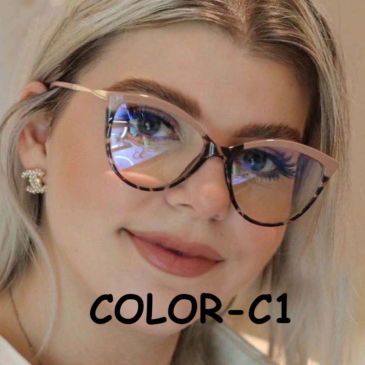 （YUZHU）COD Replaceable lenses Desain Merek Barat Retro Cat Eye Kacamata Bingkai Wanita